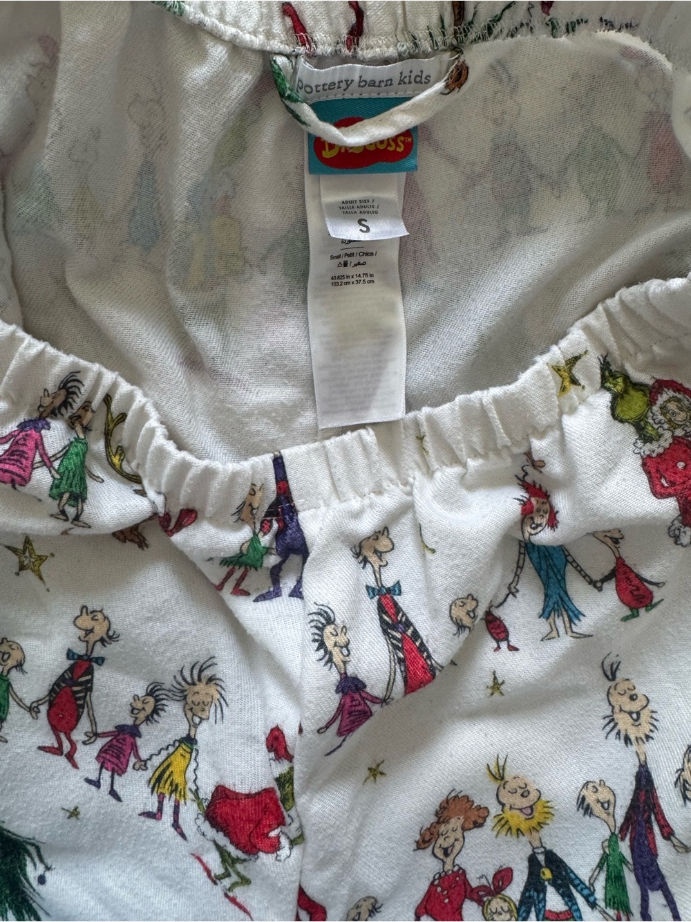 Pottery Barn Kids Dr. Seuss The Grinch Adult Flannel Pajama Set Size S Unisex - Picture 11 of 15